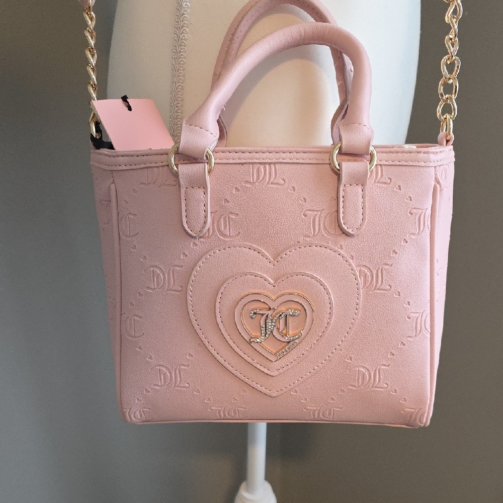 Juicy Couture Pastel Pink Mini Crossbody Bag with Heart Design NWT